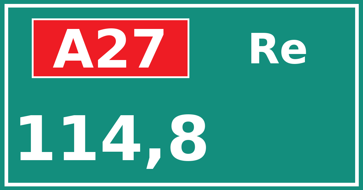 Hectometerbord A27 114,8 zijde Re