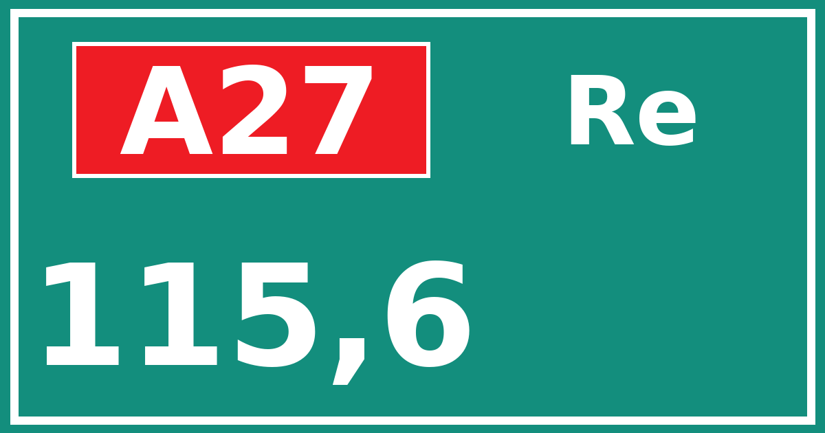 Hectometerbord A27 115,6 zijde Re