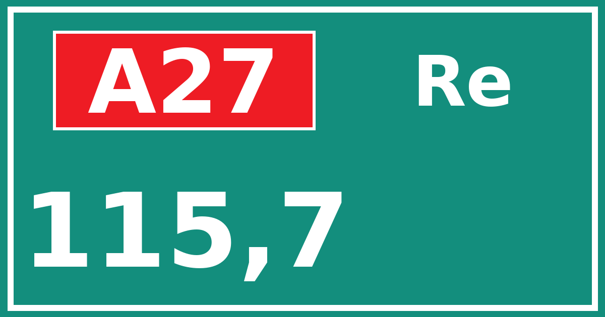 Hectometerbord A27 115,7 zijde Re