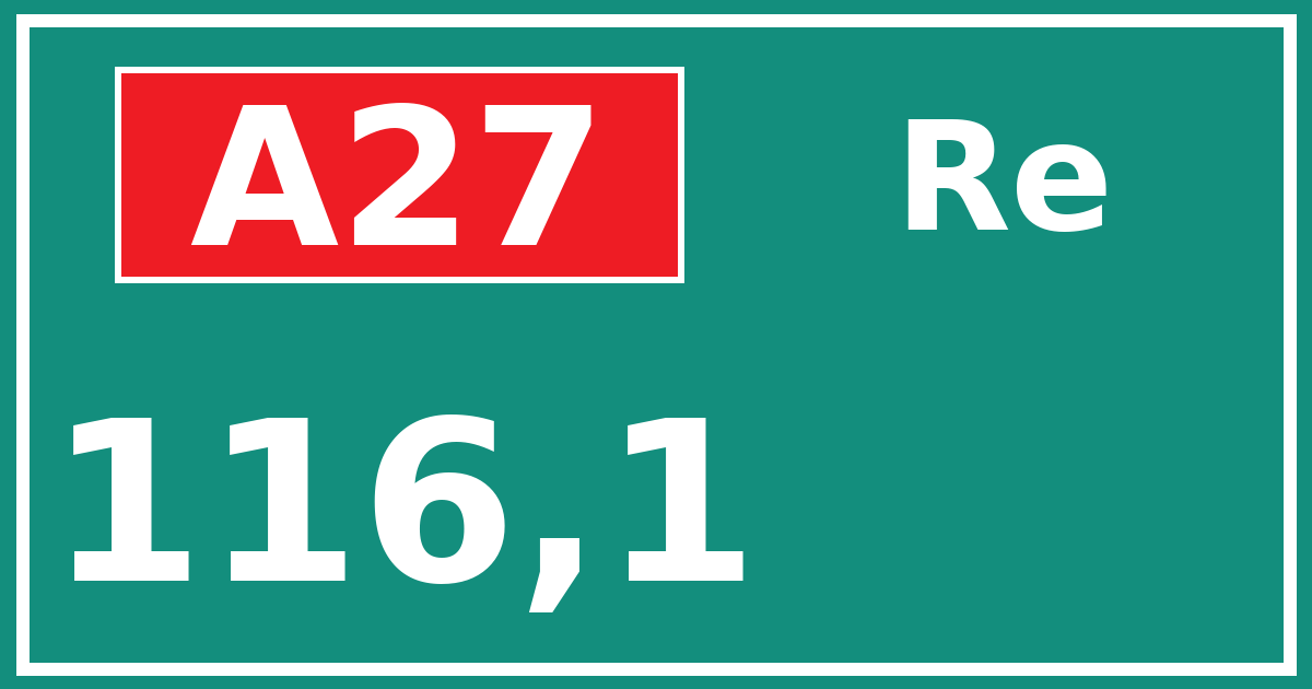Hectometerbord A27 116,1 zijde Re