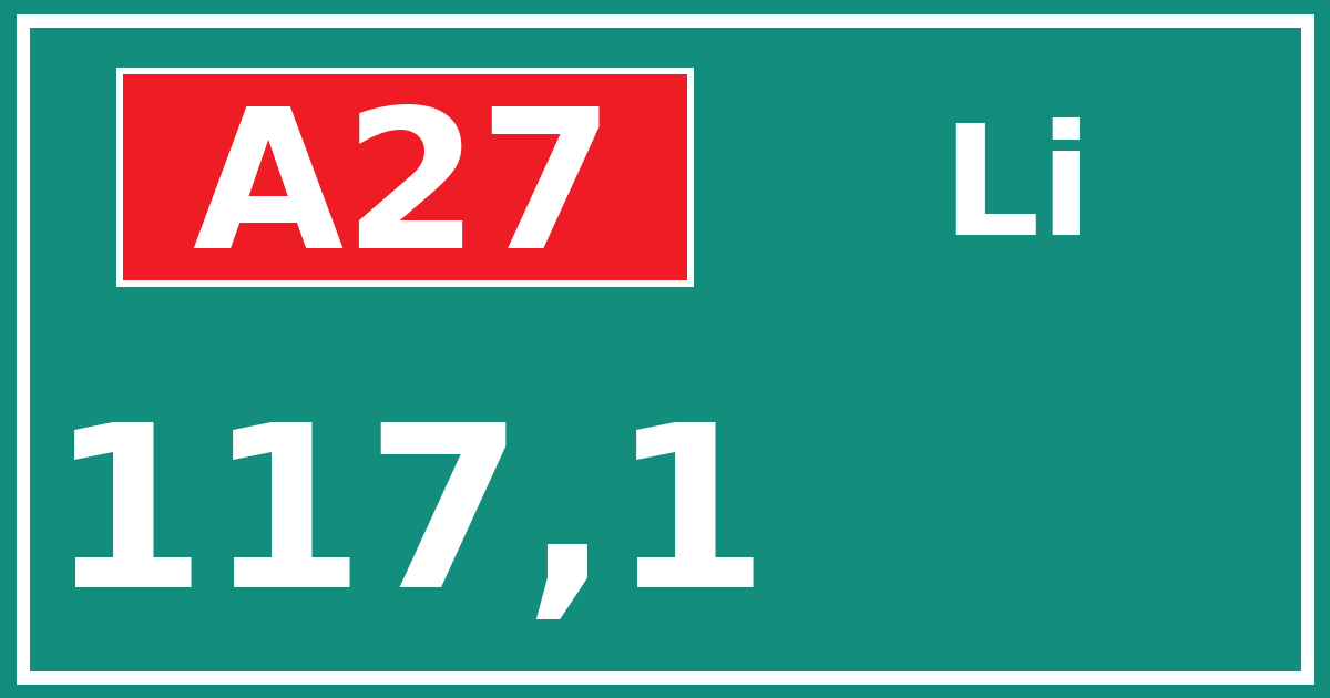 Hectometerbord A27 117,1 zijde Li