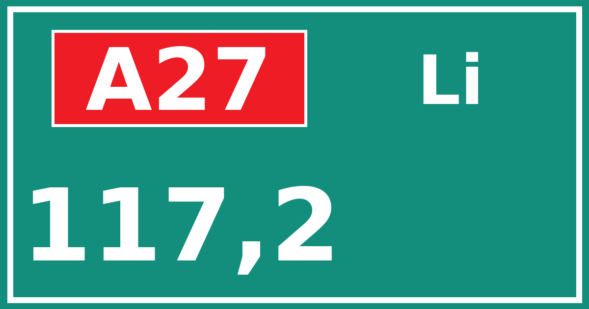 Hectometerbord A27 117,2 zijde Li
