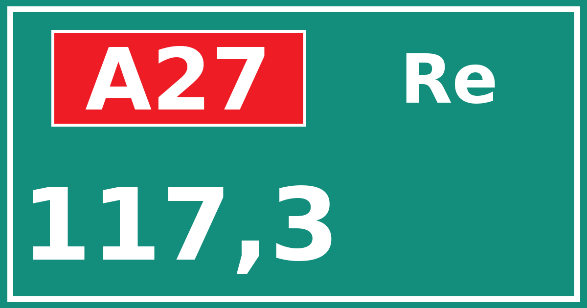 Hectometerbord A27 117,3 zijde Re