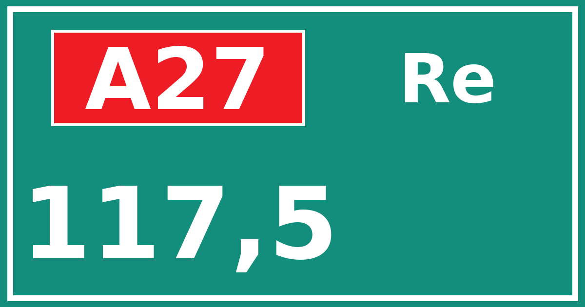 Hectometerbord A27 117,5 zijde Re