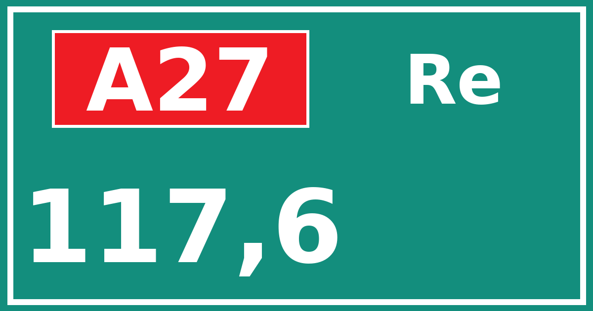 Hectometerbord A27 117,6 zijde Re