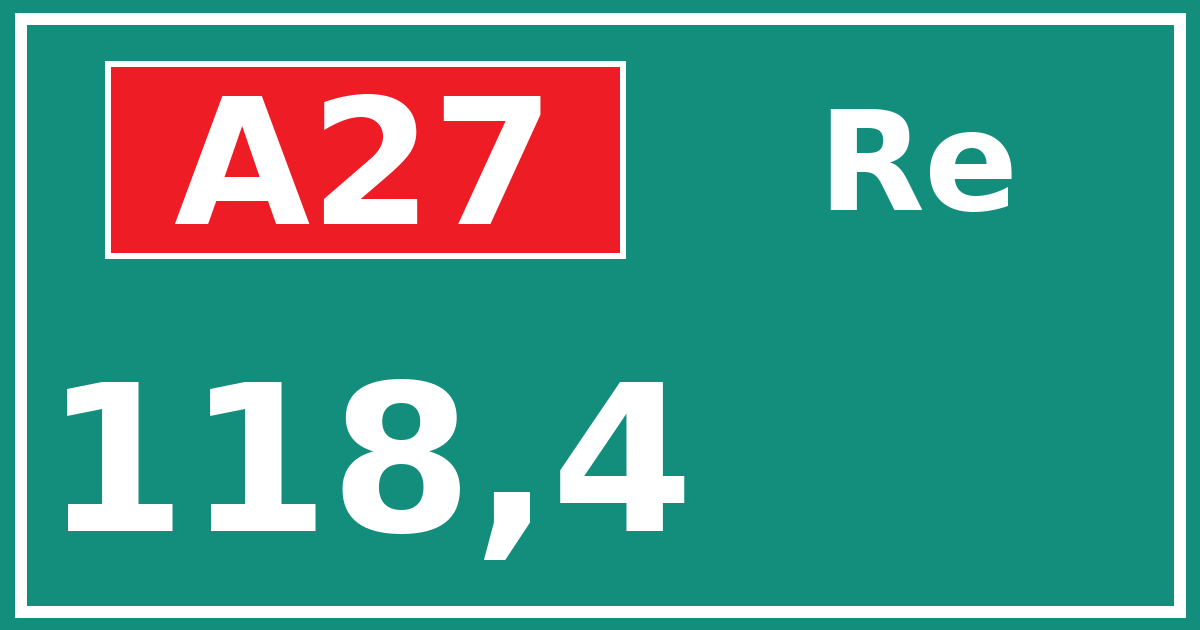 Hectometerbord A27 118,4 zijde Re