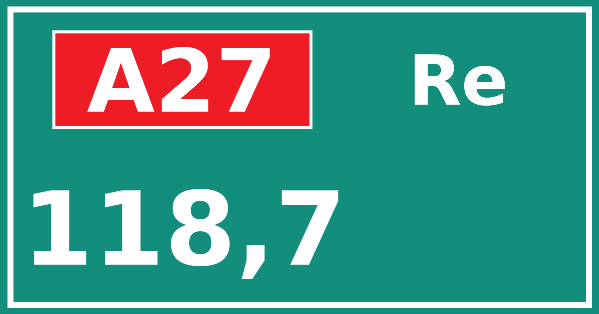 Hectometerbord A27 118,7 zijde Re