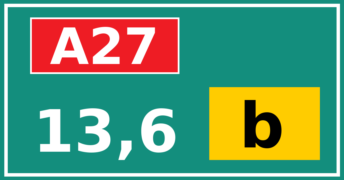 Hectometerbord A27 13,6 letter b