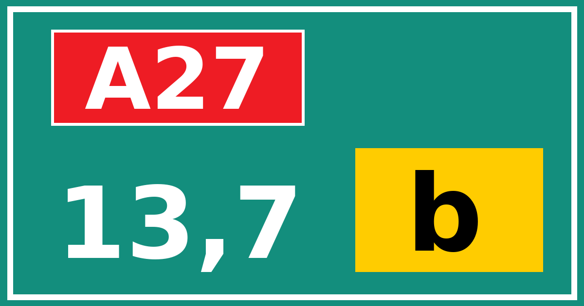 Hectometerbord A27 13,7 letter b