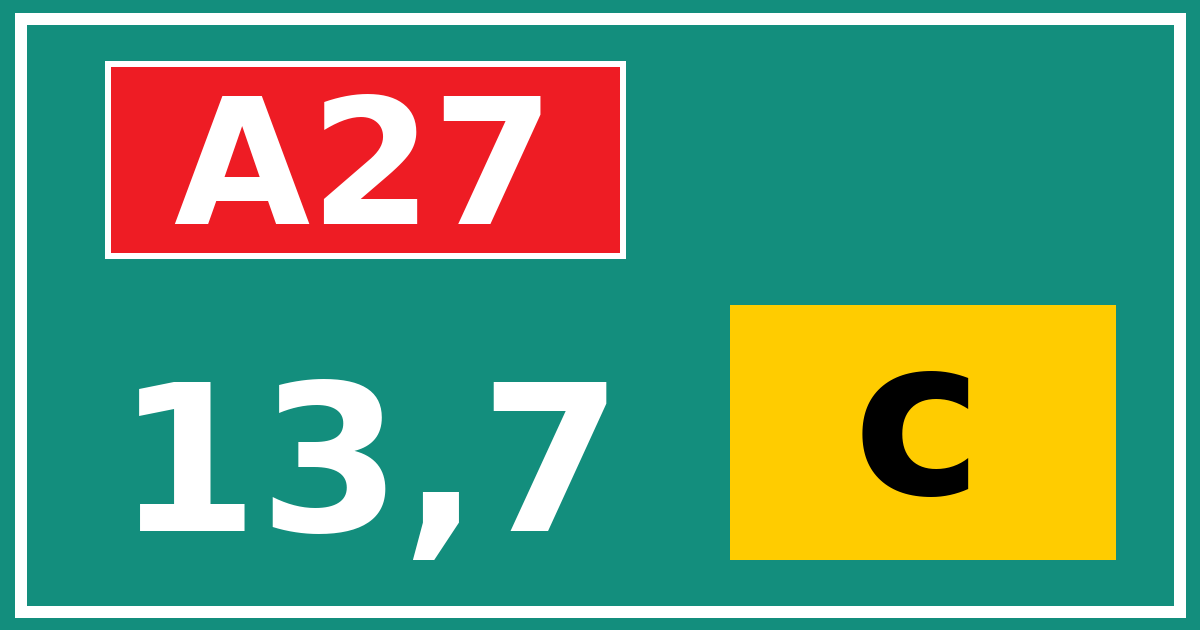 Hectometerbord A27 13,7 letter c