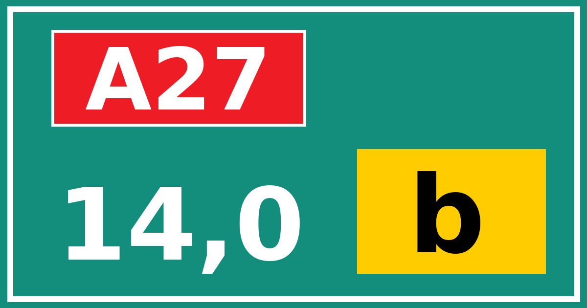Hectometerbord A27 14,0 letter b