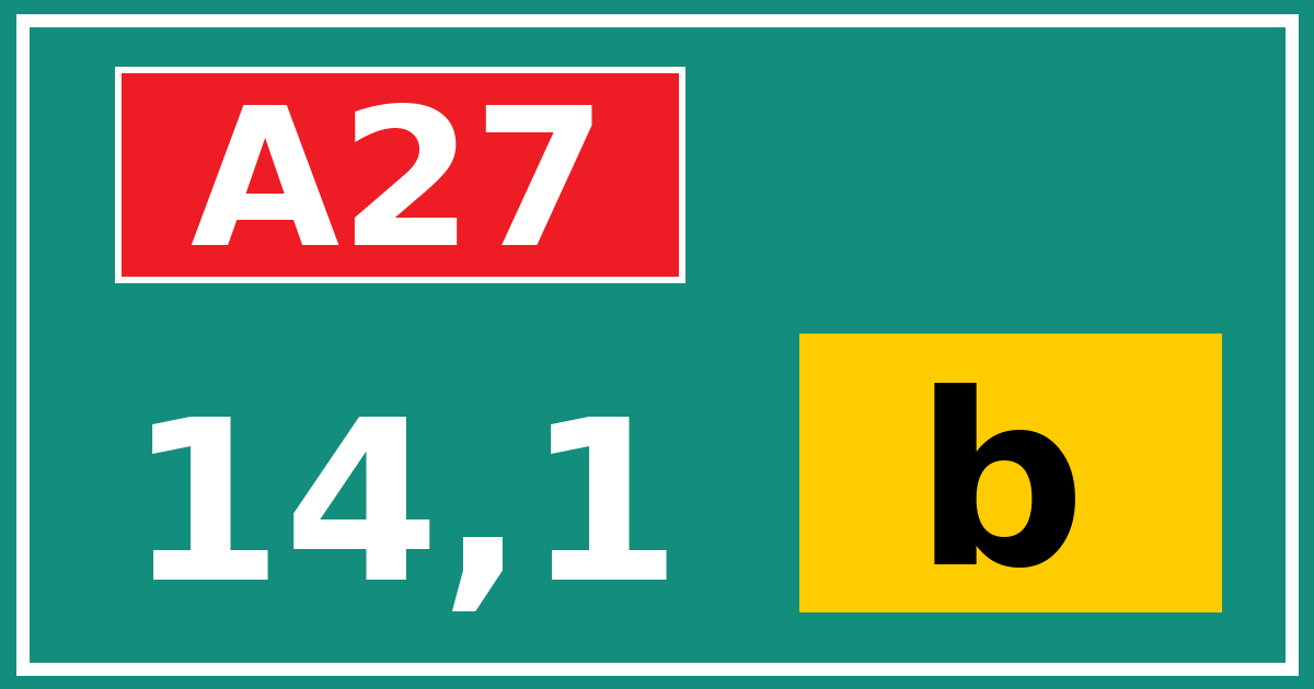 Hectometerbord A27 14,1 letter b