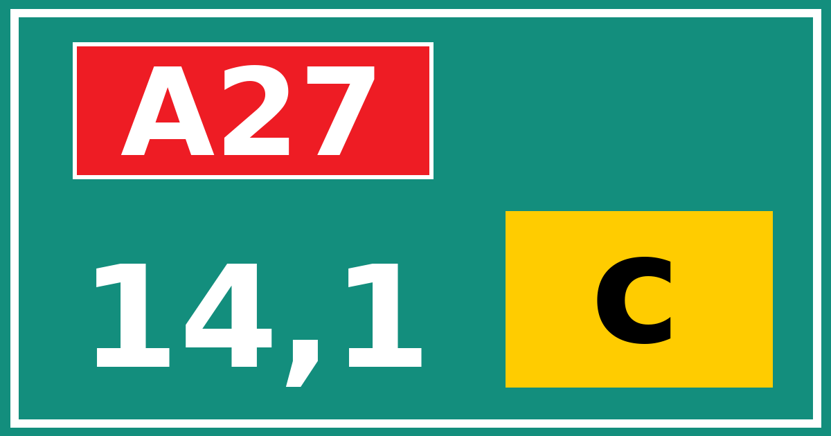 Hectometerbord A27 14,1 letter c