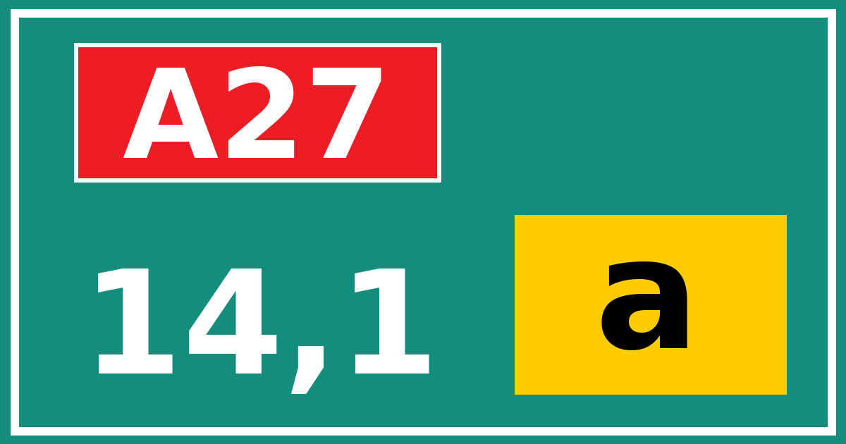 Hectometerbord A27 14,1 letter a