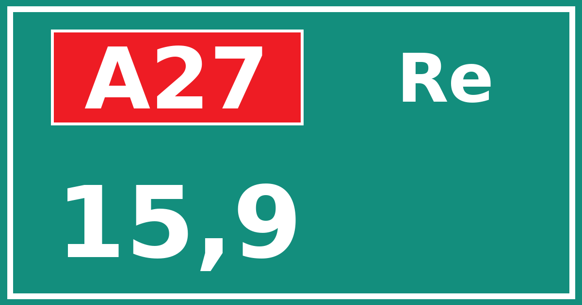 Hectometerbord A27 15,9 zijde Re