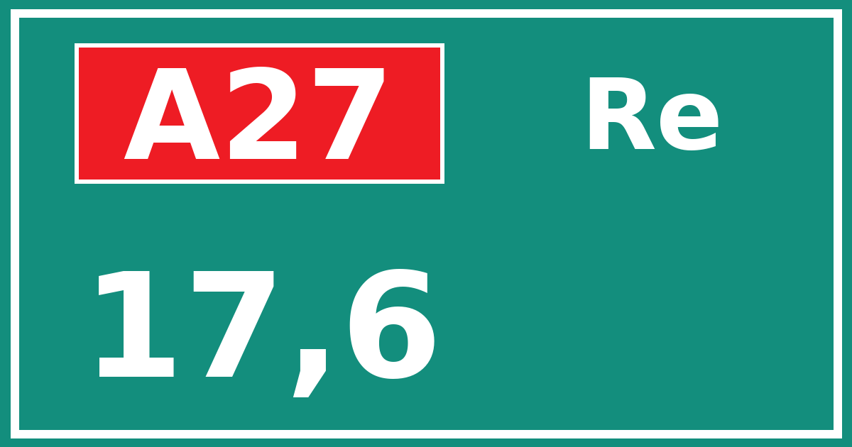 Hectometerbord A27 17,6 zijde Re