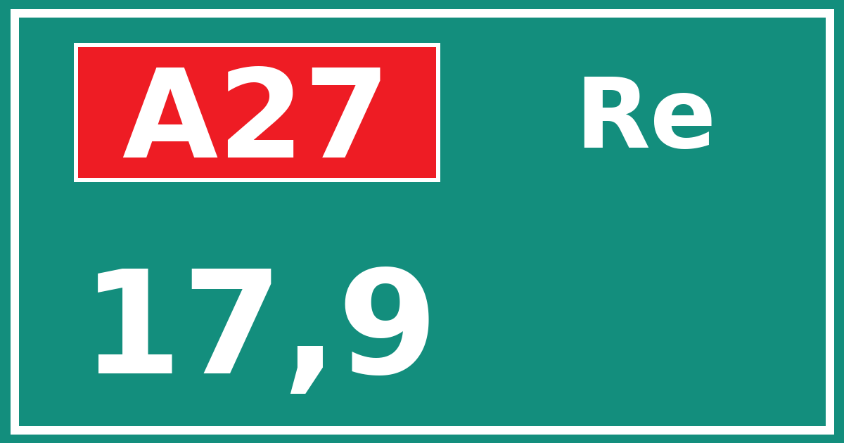 Hectometerbord A27 17,9 zijde Re