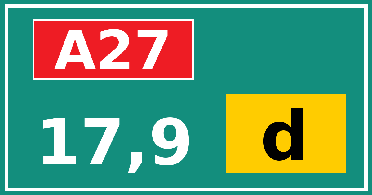 Hectometerbord A27 17,9 letter d