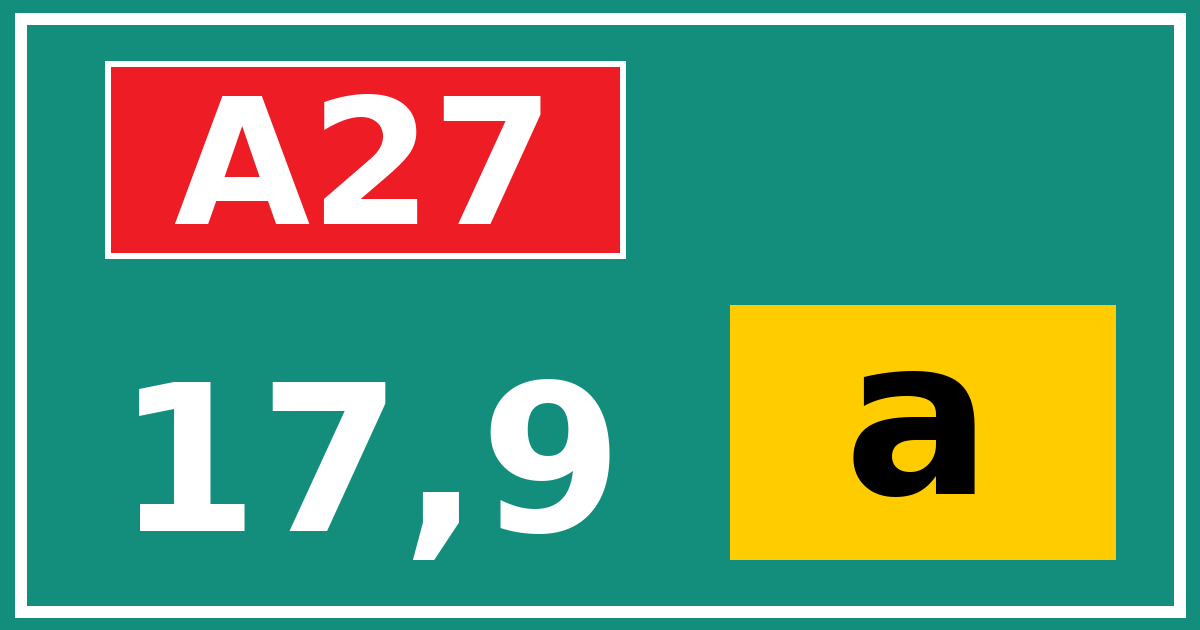 Hectometerbord A27 17,9 letter a