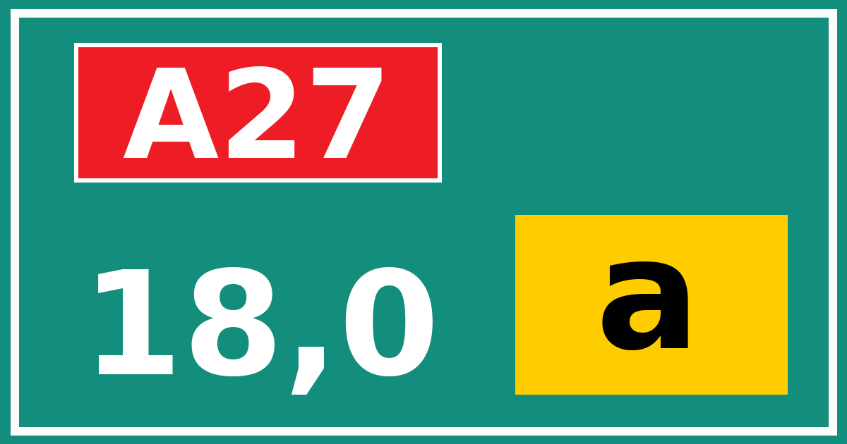 Hectometerbord A27 18,0 letter a