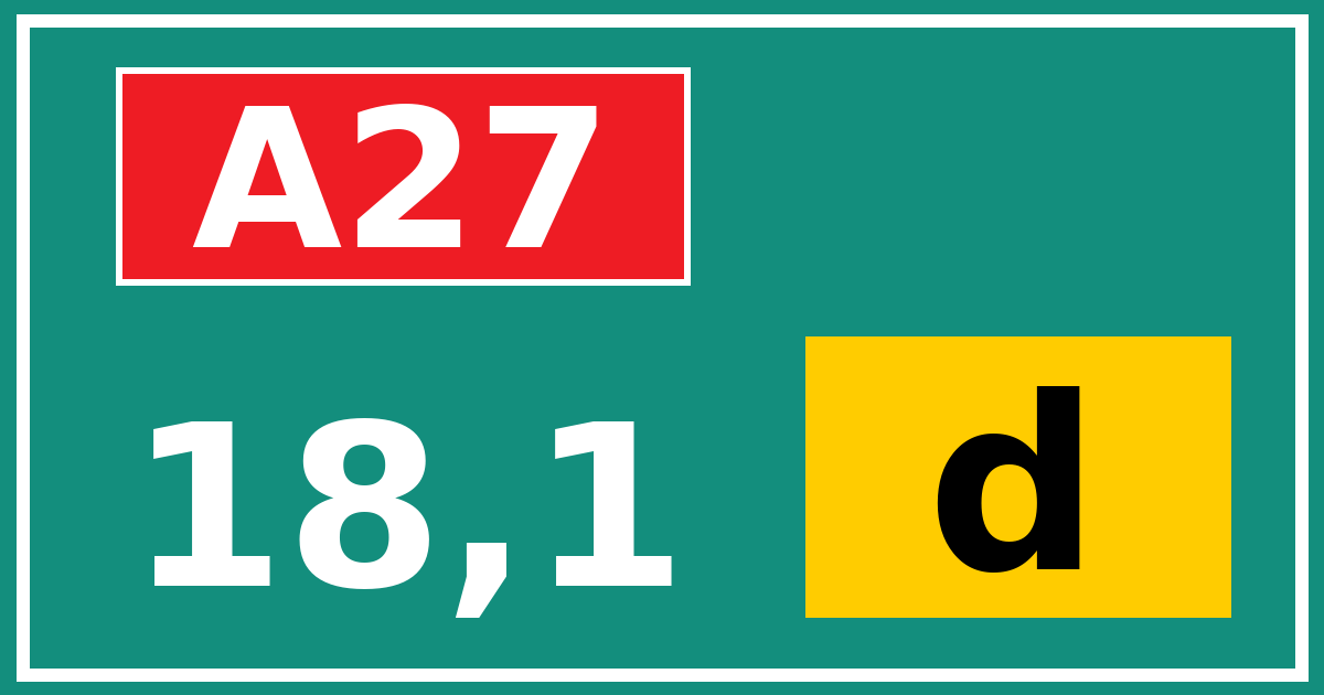 Hectometerbord A27 18,1 letter d