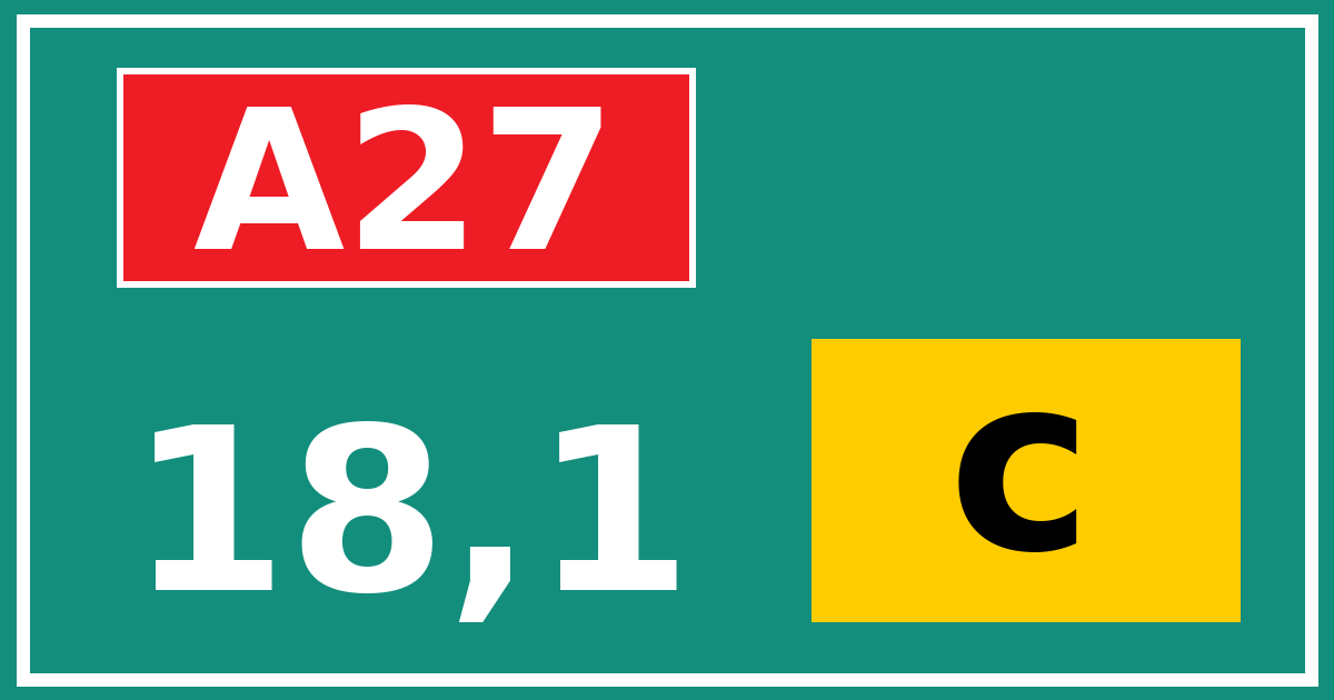 Hectometerbord A27 18,1 letter c