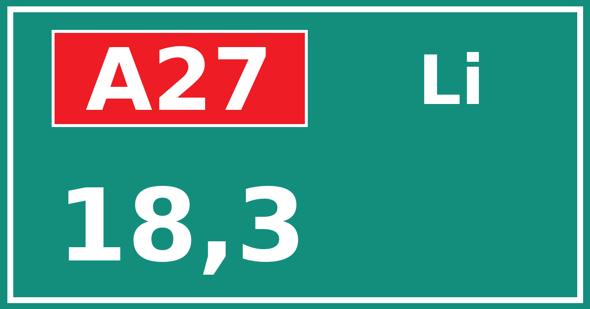 Hectometerbord A27 18,3 zijde Li
