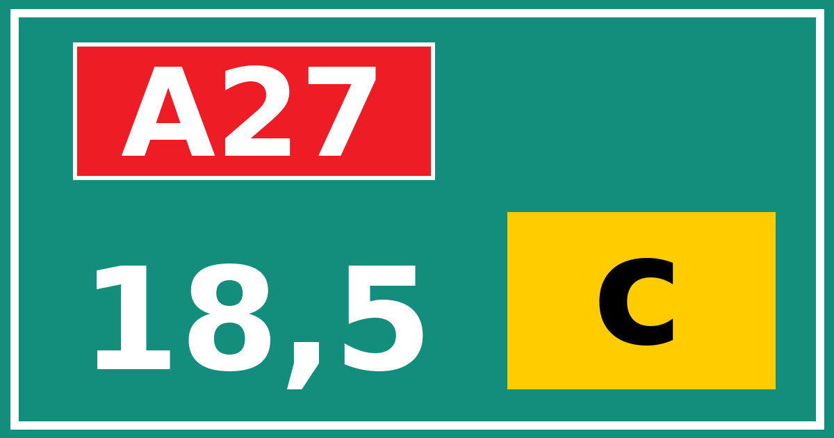 Hectometerbord A27 18,5 letter c