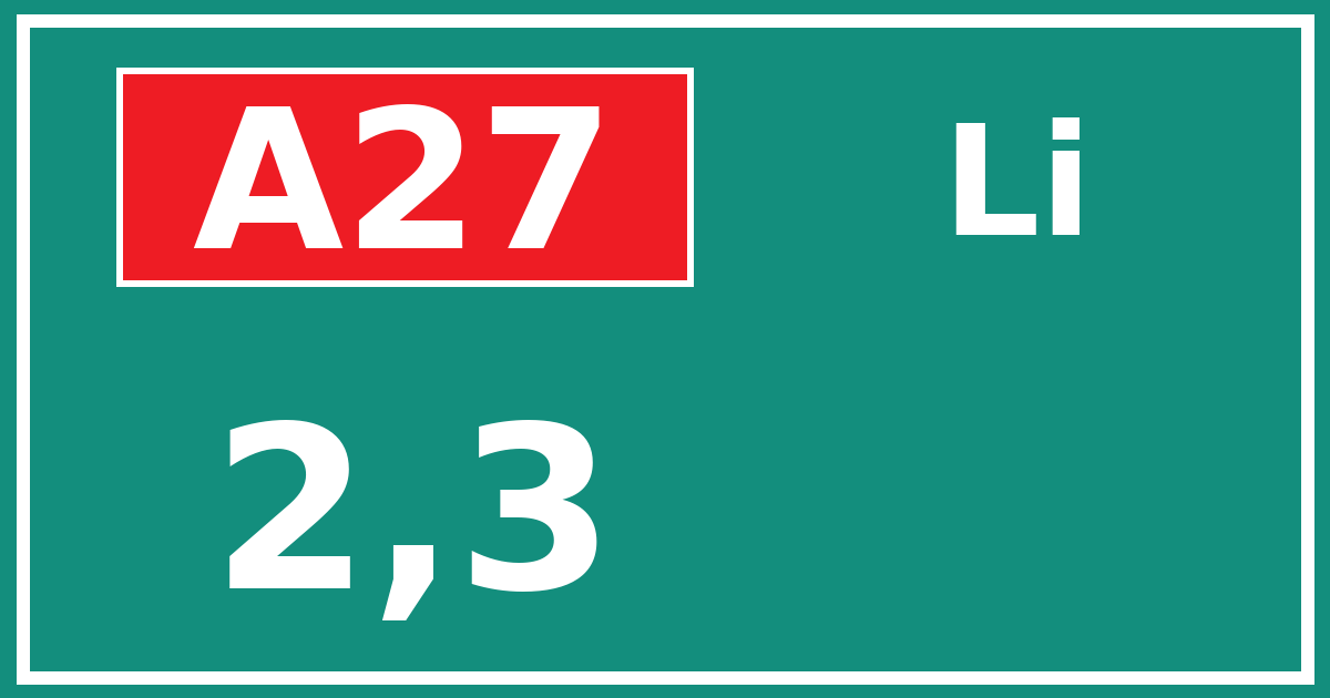 Hectometerbord A27 2,3 zijde Li