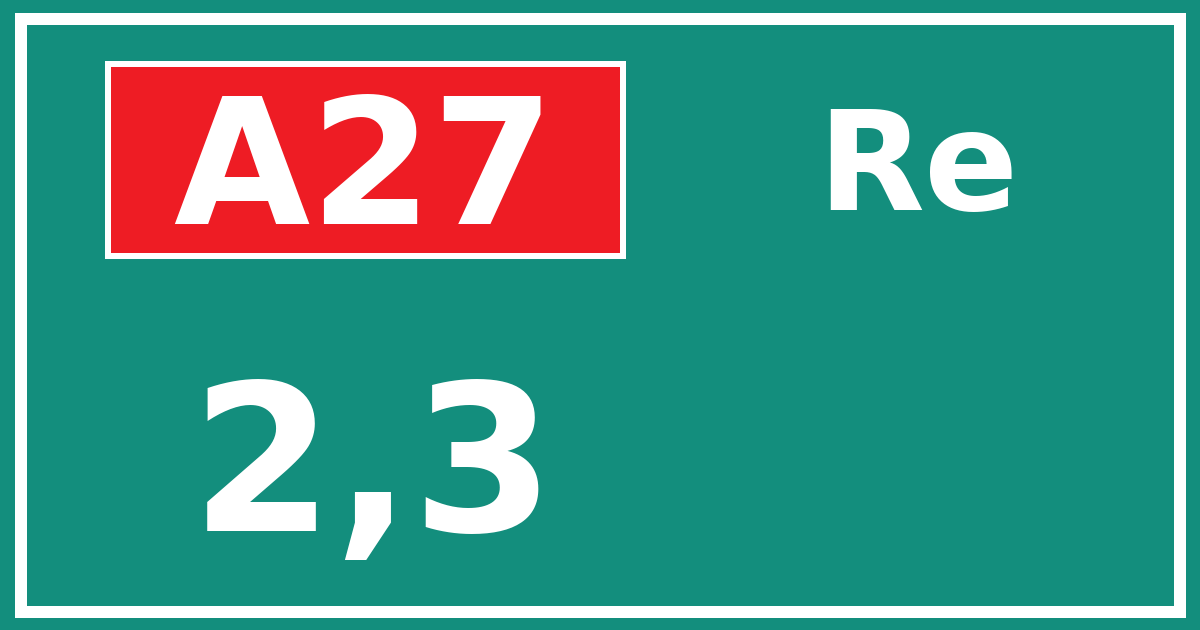 Hectometerbord A27 2,3 zijde Re