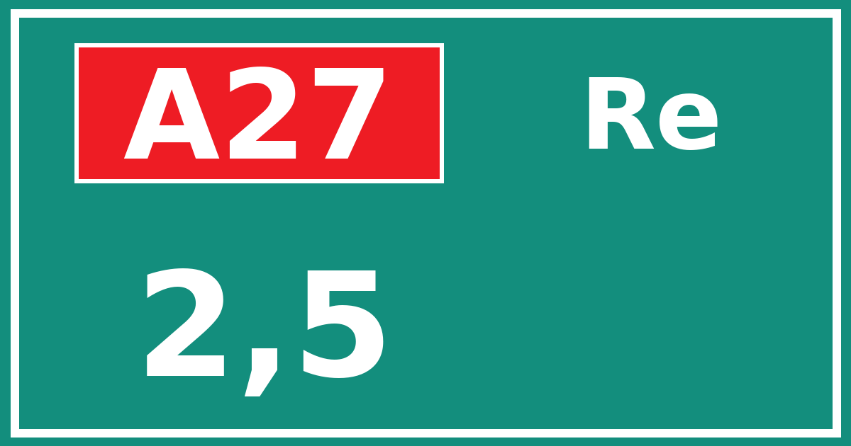 Hectometerbord A27 2,5 zijde Re