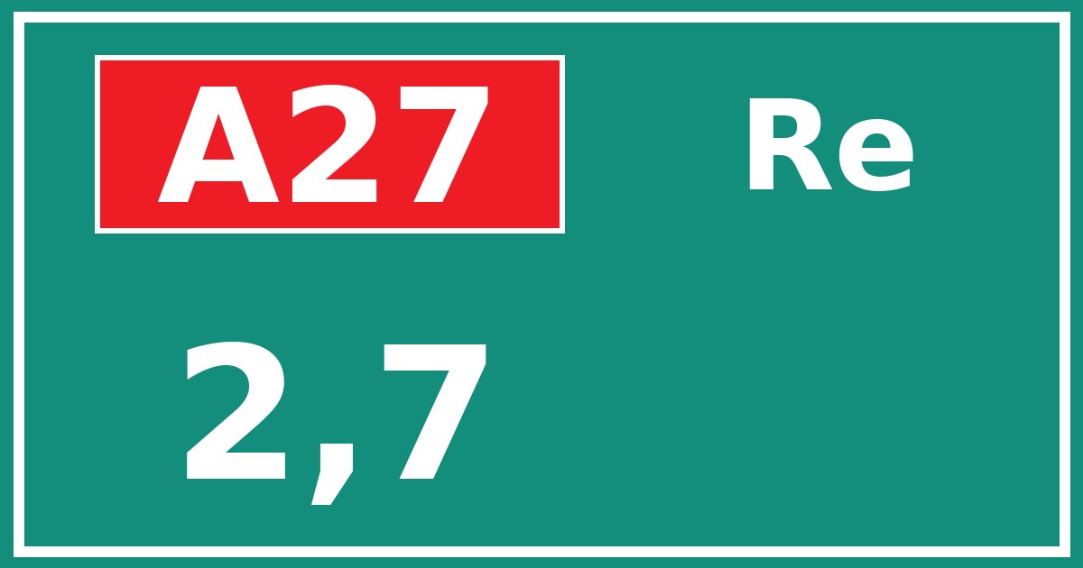 Hectometerbord A27 2,7 zijde Re