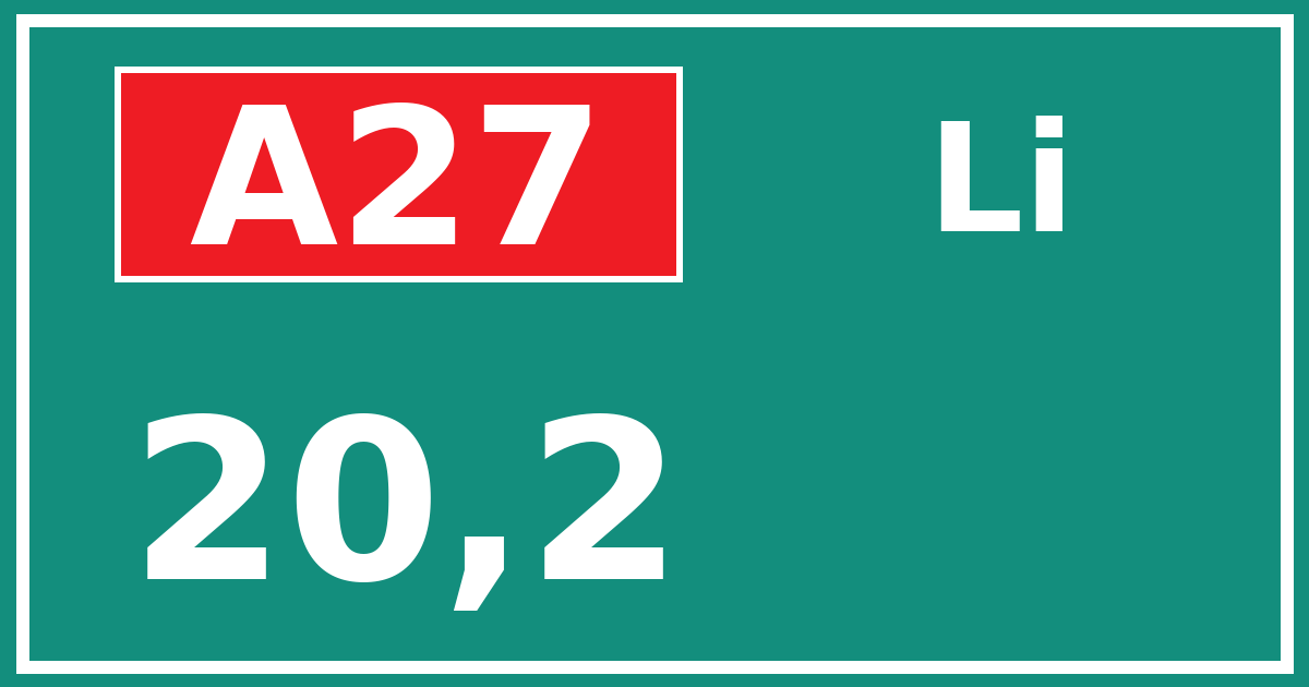 Hectometerbord A27 20,2 zijde Li