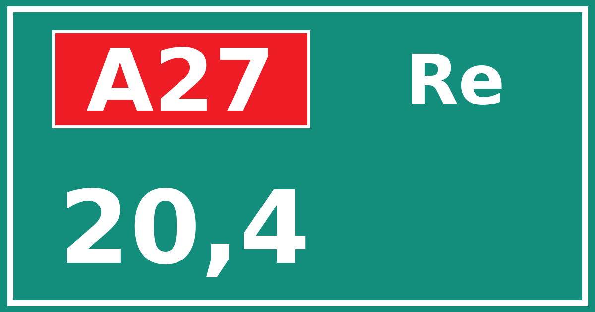 Hectometerbord A27 20,4 zijde Re