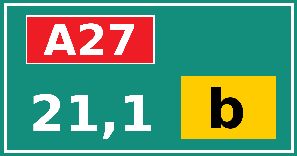 Hectometerbord A27 21,1 letter b