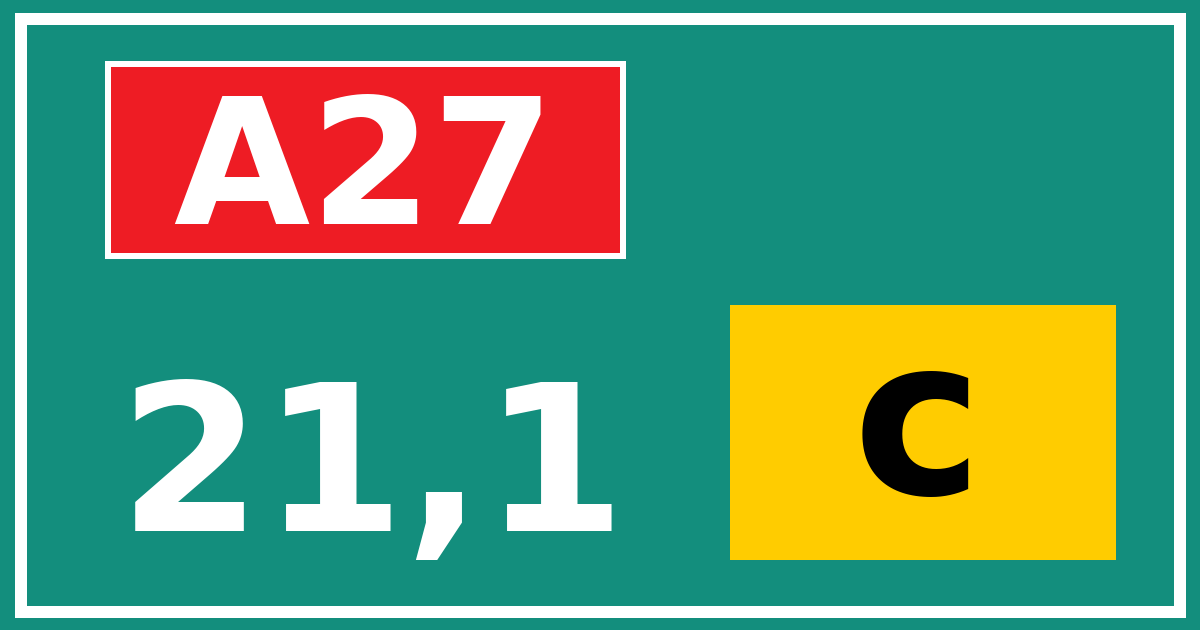 Hectometerbord A27 21,1 letter c
