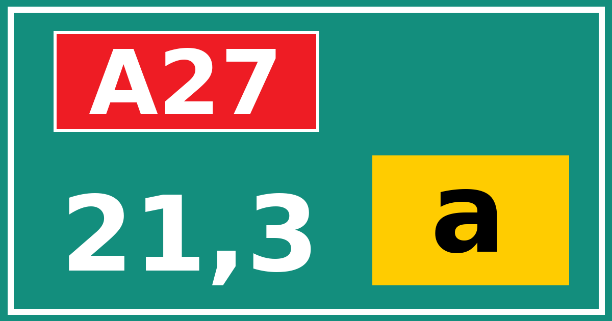 Hectometerbord A27 21,3 letter a