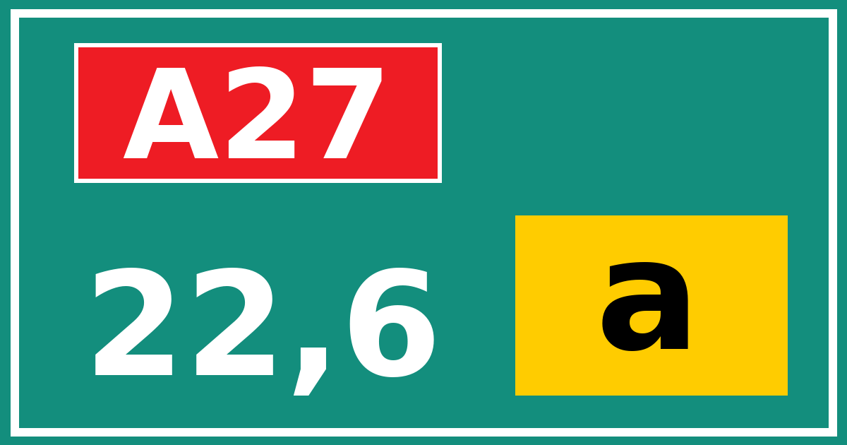Hectometerbord A27 22,6 letter a