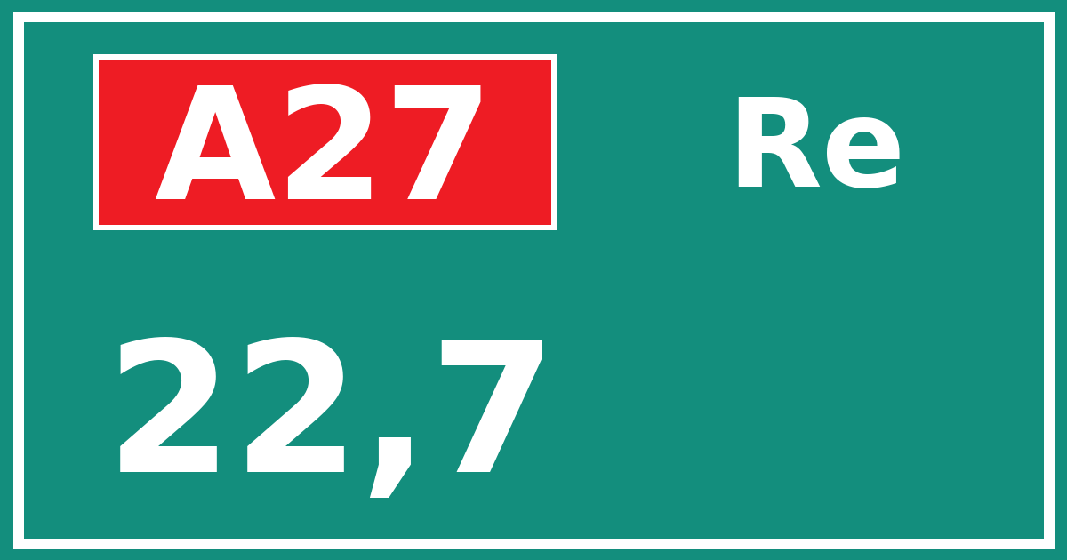 Hectometerbord A27 22,7 zijde Re