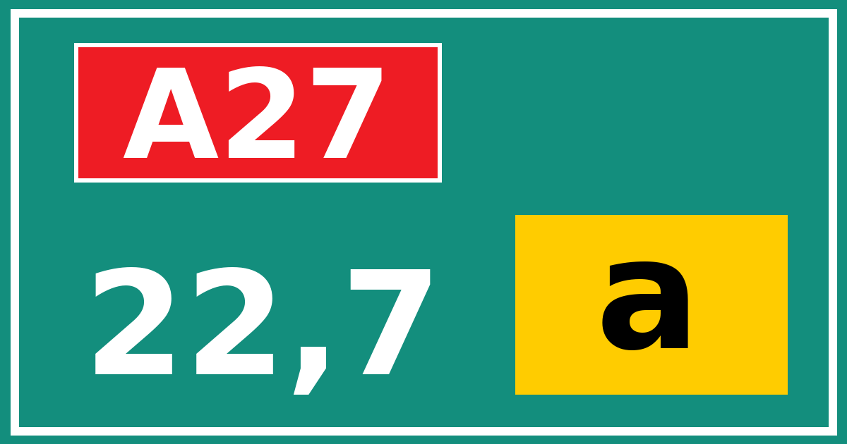 Hectometerbord A27 22,7 letter a