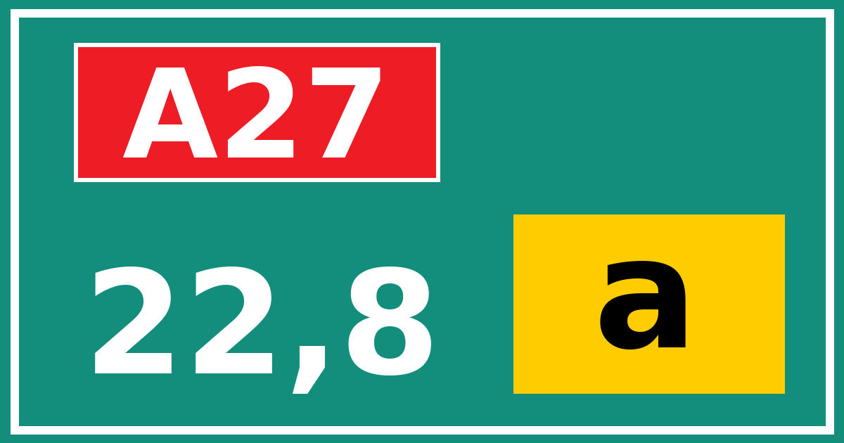 Hectometerbord A27 22,8 letter a