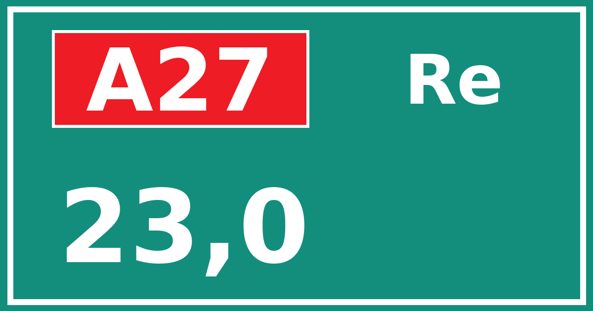 Hectometerbord A27 23,0 zijde Re