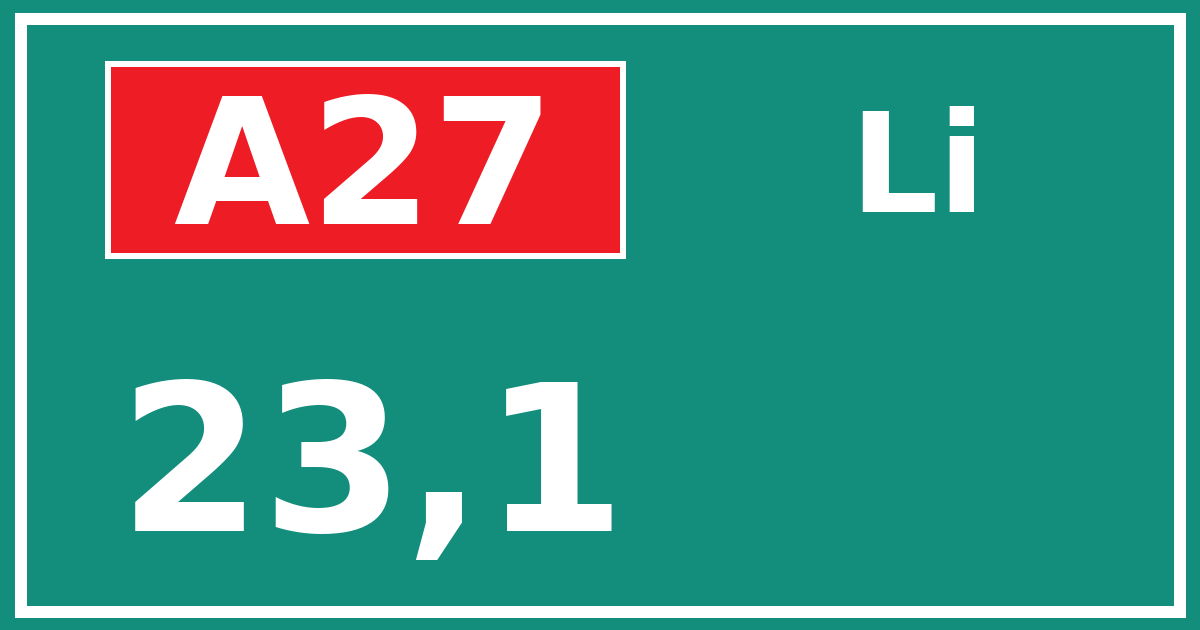 Hectometerbord A27 23,1 zijde Li