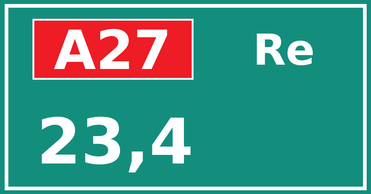 Hectometerbord A27 23,4 zijde Re