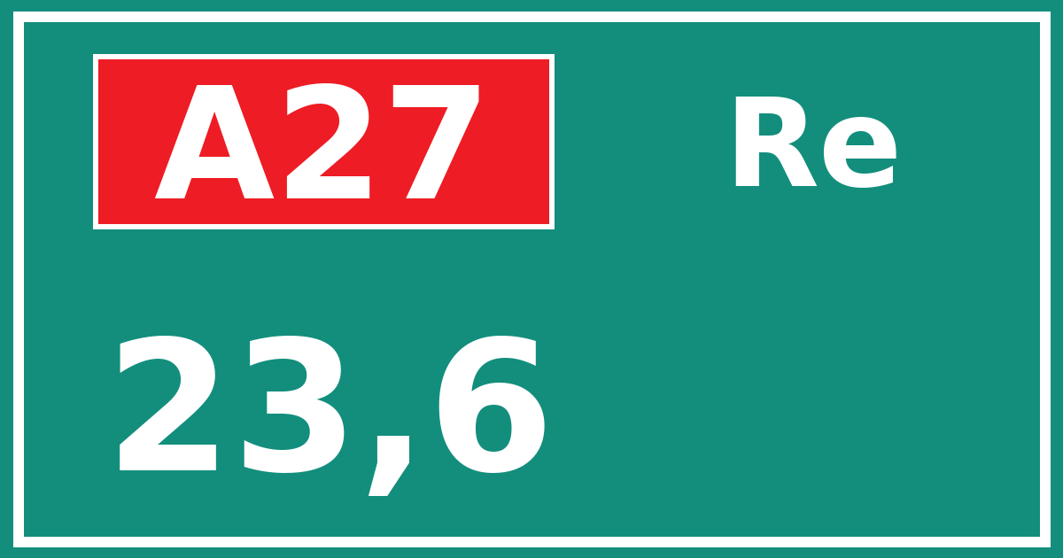 Hectometerbord A27 23,6 zijde Re