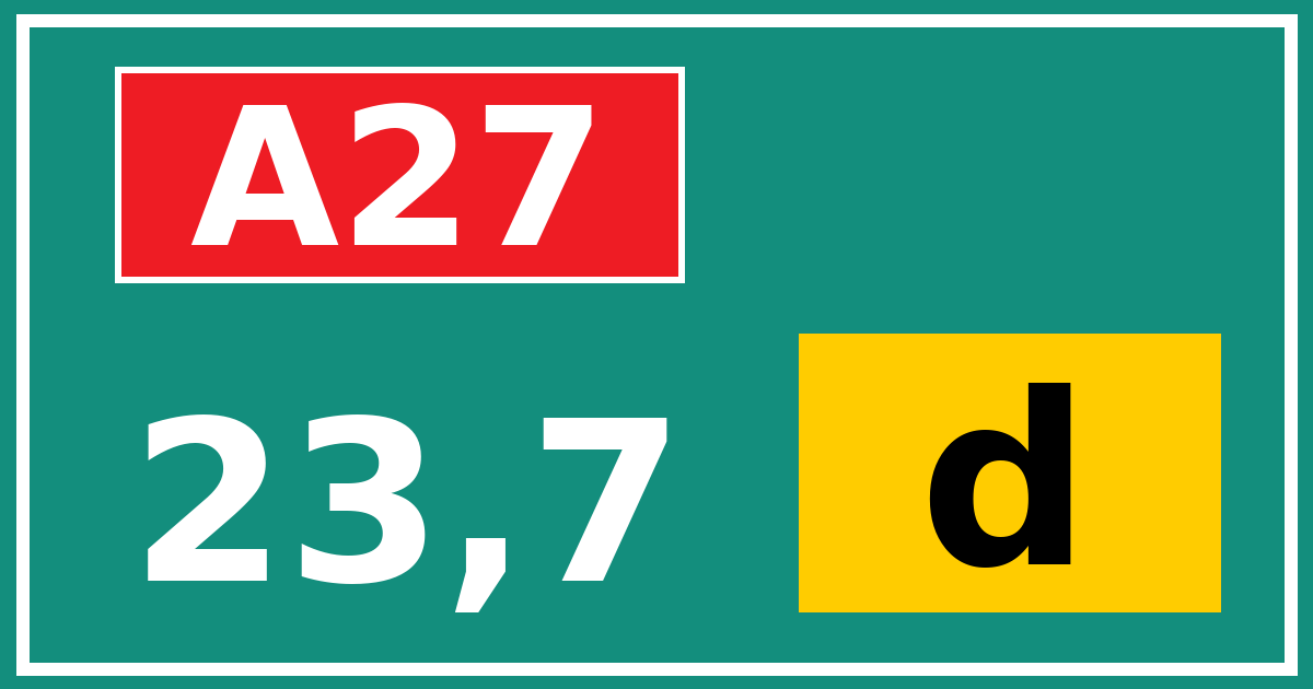 Hectometerbord A27 23,7 letter d
