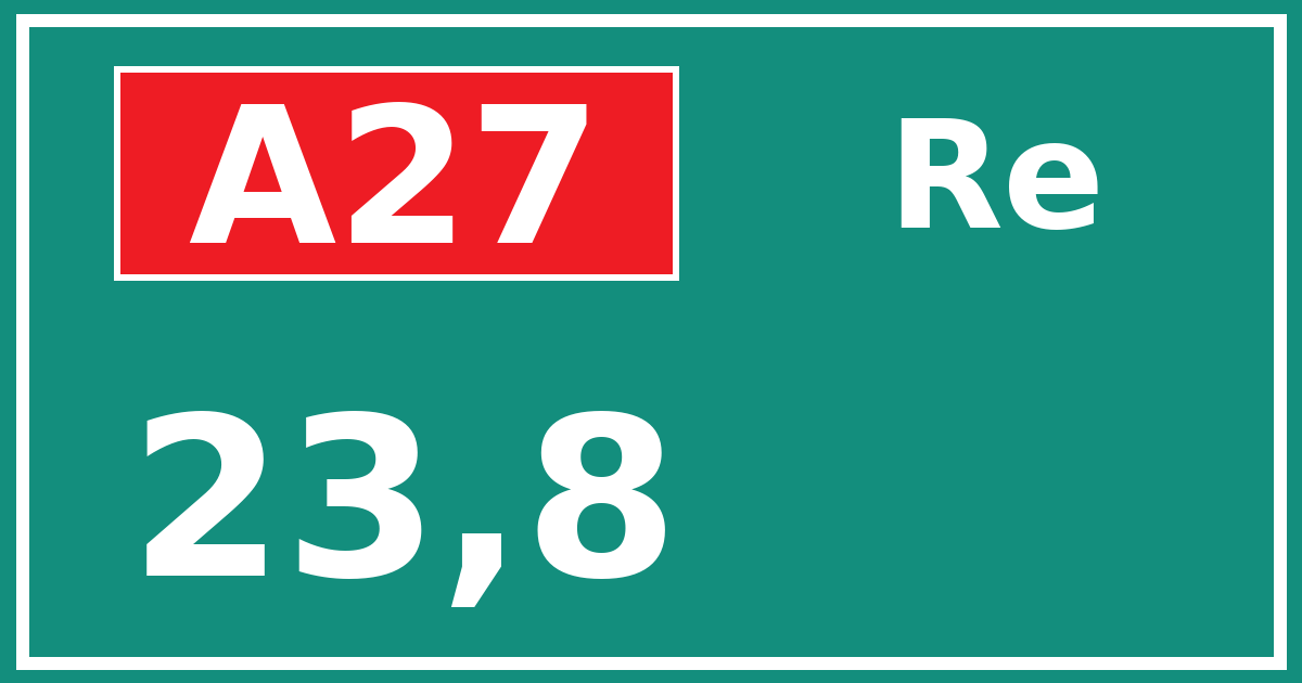 Hectometerbord A27 23,8 zijde Re