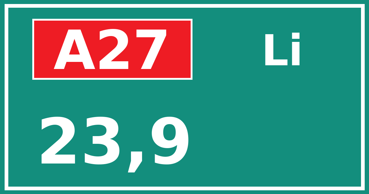 Hectometerbord A27 23,9 zijde Li