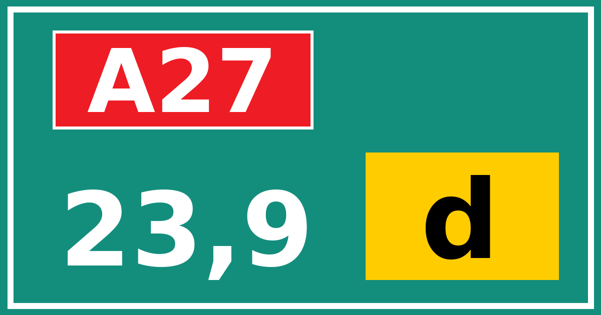 Hectometerbord A27 23,9 letter d