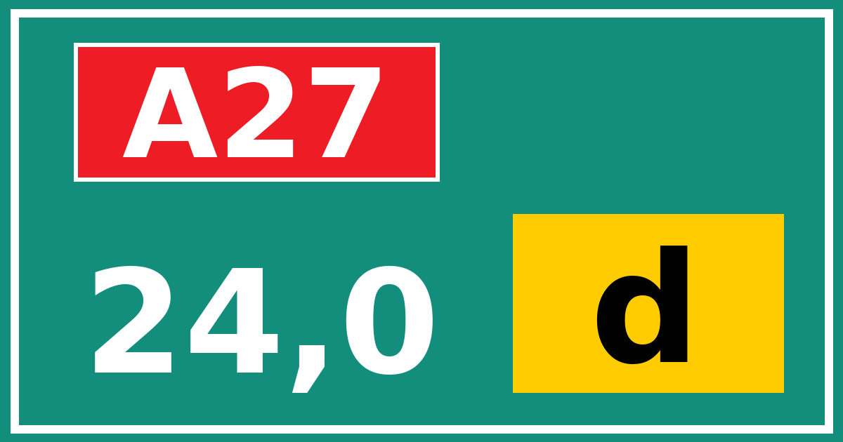 Hectometerbord A27 24,0 letter d